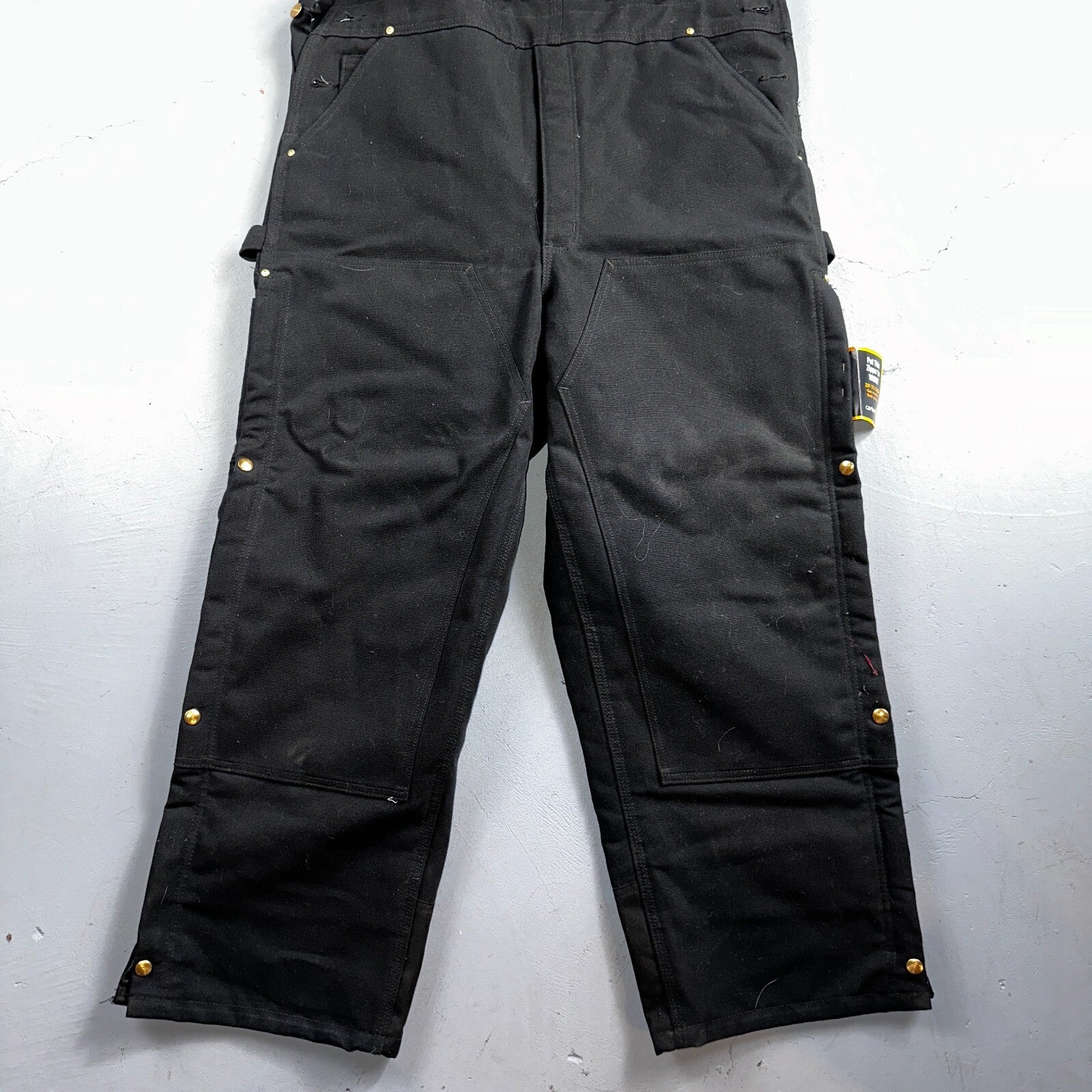 Carhartt R41 Quilt Lined Bib Overalls Mens 42x30 Black Duck Double Knee Tags VTG