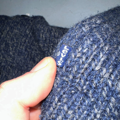 Levis Women's M Woolmark Blend Knit Blue Long Sleeve Button Up Sweater VTG