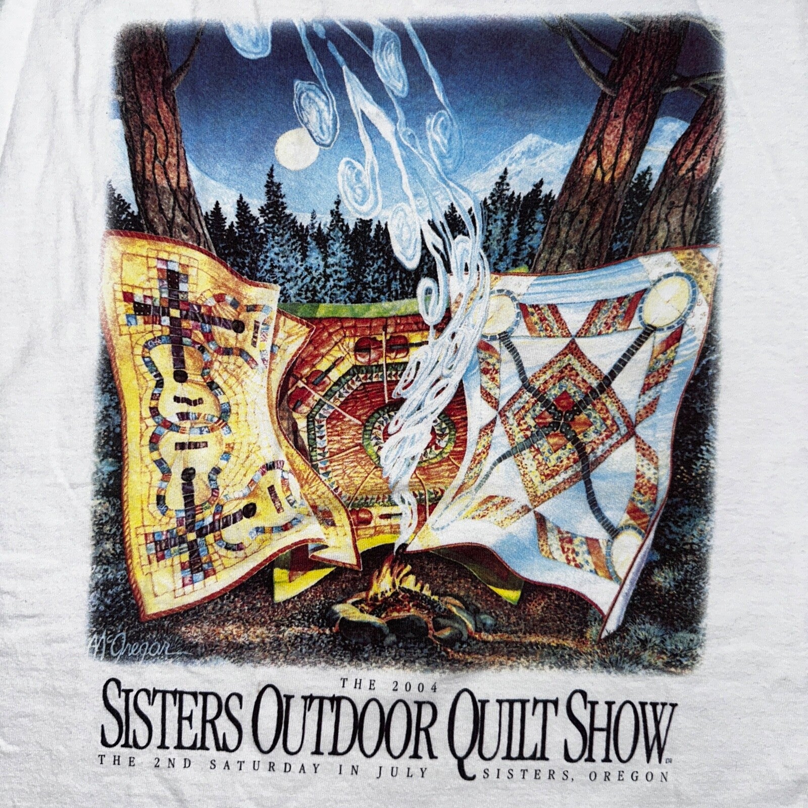 Sisters Outdoor Quilt Show VTG T Shirt Sewing Art Oregon Y2K 2004 Artsy Ladies
