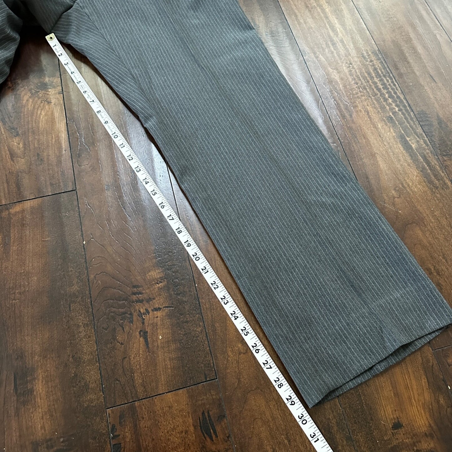 Vtg USA Eagles Pinstripe Mens Gray Wool 3 Pc Suit 42 Vest 33x30 1980s Vest