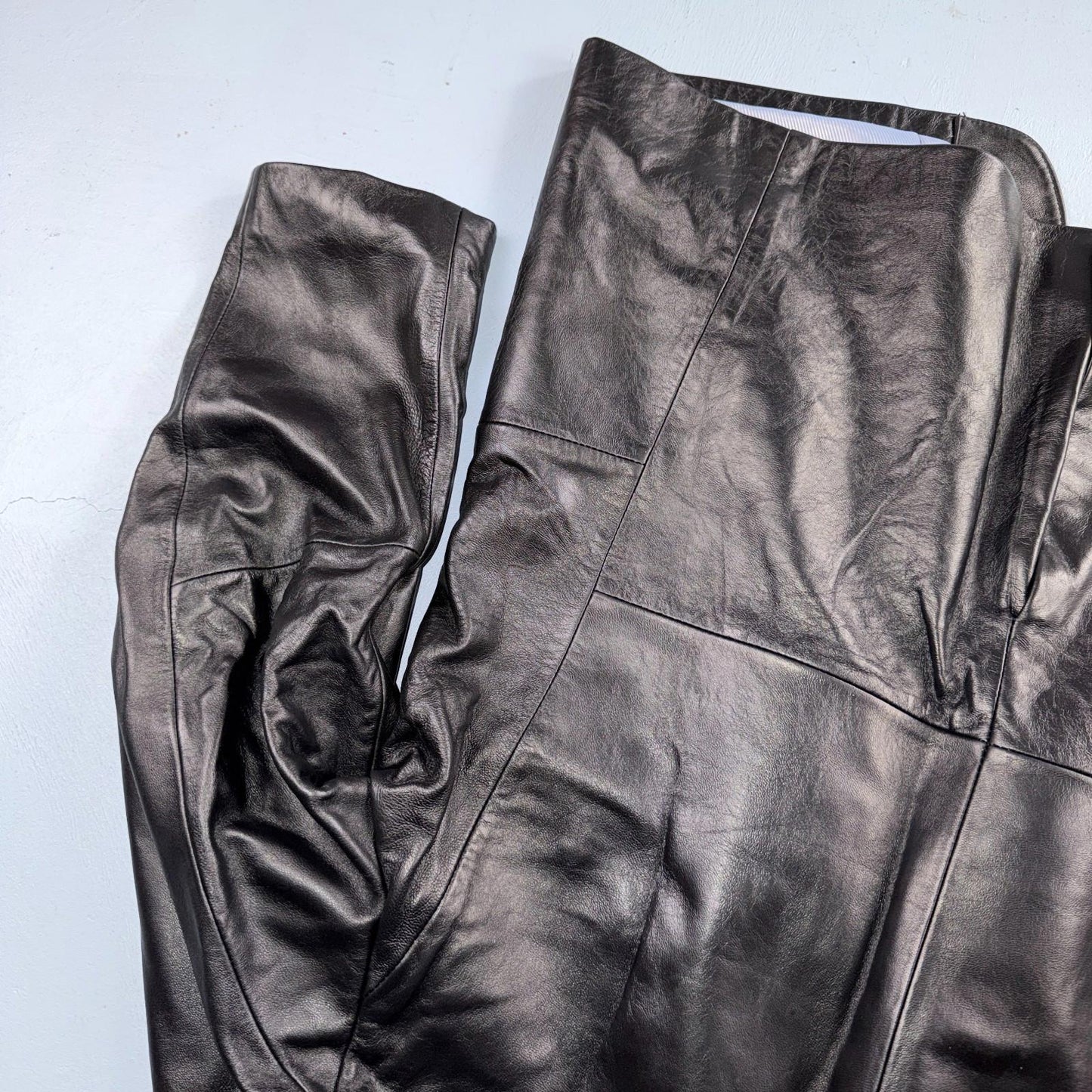 BGSD Mens Black Leather 2 Button Front Collared Jacket Size XL S Lambskin