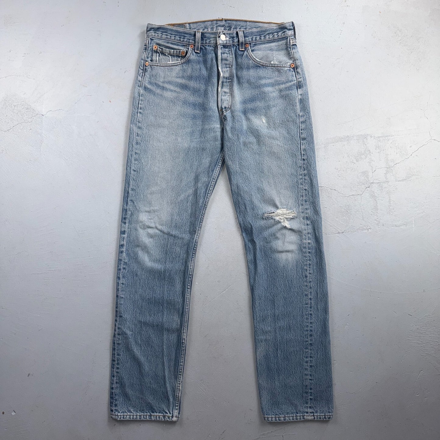 Levis 501 Vintage 90s USA XX Straight Leg Jeans Blue Light Wash 33x34 Act 32x32