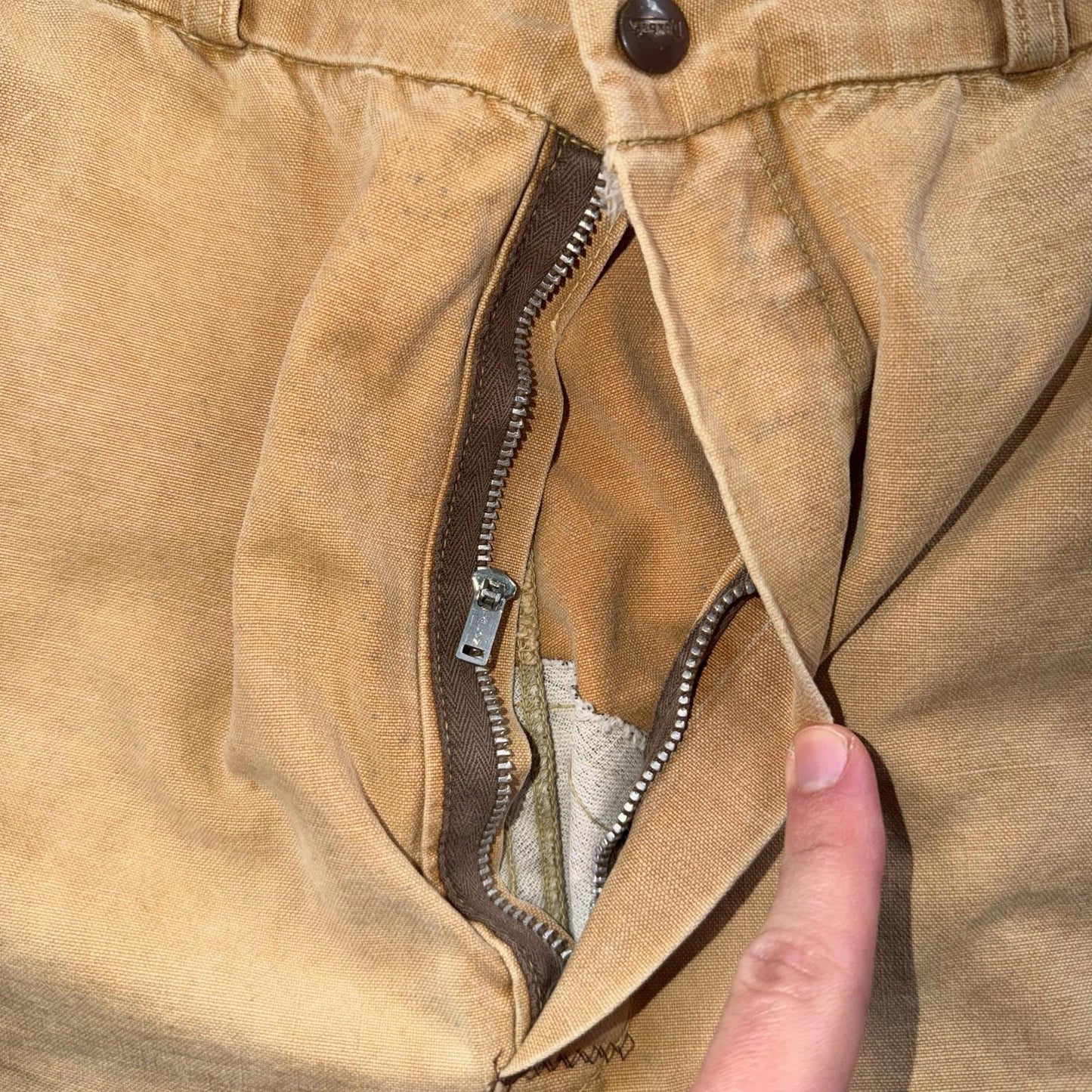 VTG 50s 60s Duxback Pants Falcon 28x27 Khaki Casual Creased Outdoor Rockabilly
