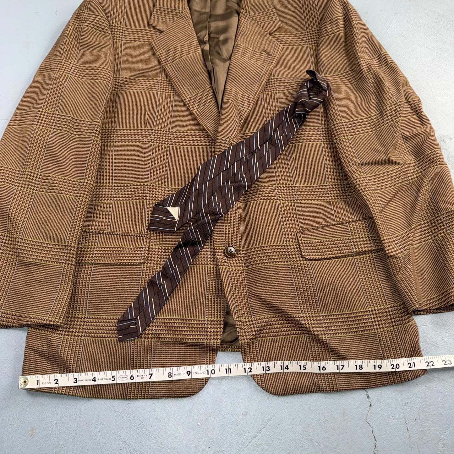 Christian Dior VTG Blazer Mens Brown Plaid Suit Jacket Sport Coat Monsieur 42