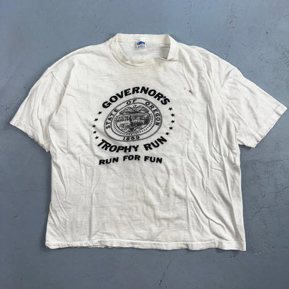 Oregon Champion XL Governors Trophy Run VTG T Shirt 1980s Blue Bar Single Stitch