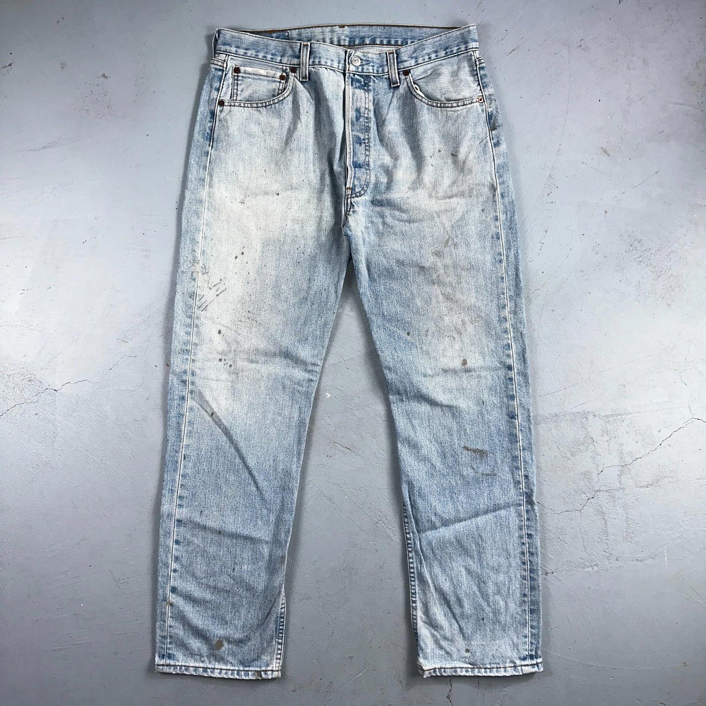 Levis 501 Vintage 90s Poland Straight Leg Jeans Blue Light Wash 36x32 Act 34x31
