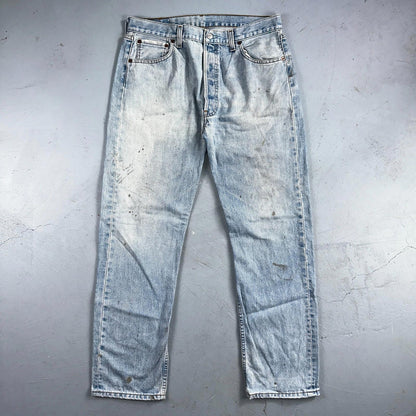 Levis 501 Vintage 90s Poland Straight Leg Jeans Blue Light Wash 36x32 Act 34x31