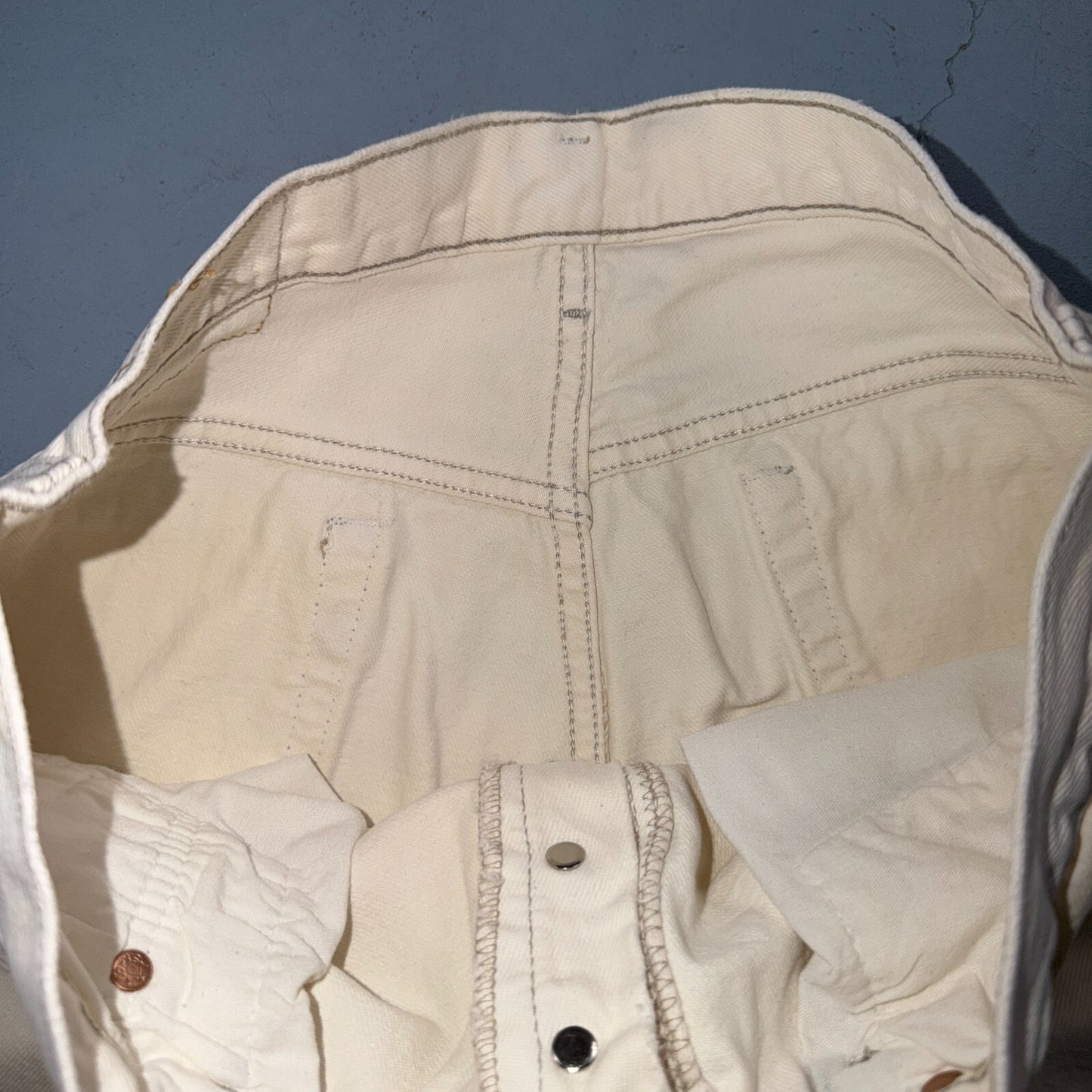 Levis 501 Vintage 80s USA XX Straight Leg Jeans White Light Wash 36x34 Act 33x32