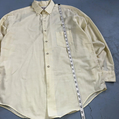 Vintage Penneys Towncraft Shirt Men 16 Penn Prest Yellow White Stripe 60s 1960s