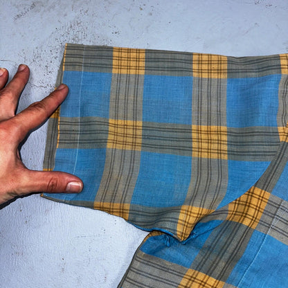 VTG 1960s Penneys Towncraft Blue Camp Loop Collar Shirt Rockabilly Button Plaid