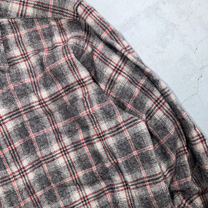VTG 70s Pendleton Wool Flannel Shirt Jacket Gray Red Plaid USA Made M Rockabilly