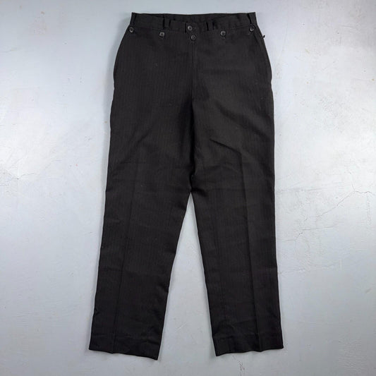 VTG 1950s Wool Pinstripe Trousers England 50s Button Fly Pants Bib Rockabilly