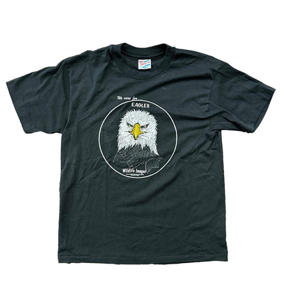 Bald Eagles VTG T Shirt Wildlife Images Hanes USA Single Stitch Black Birds Cool