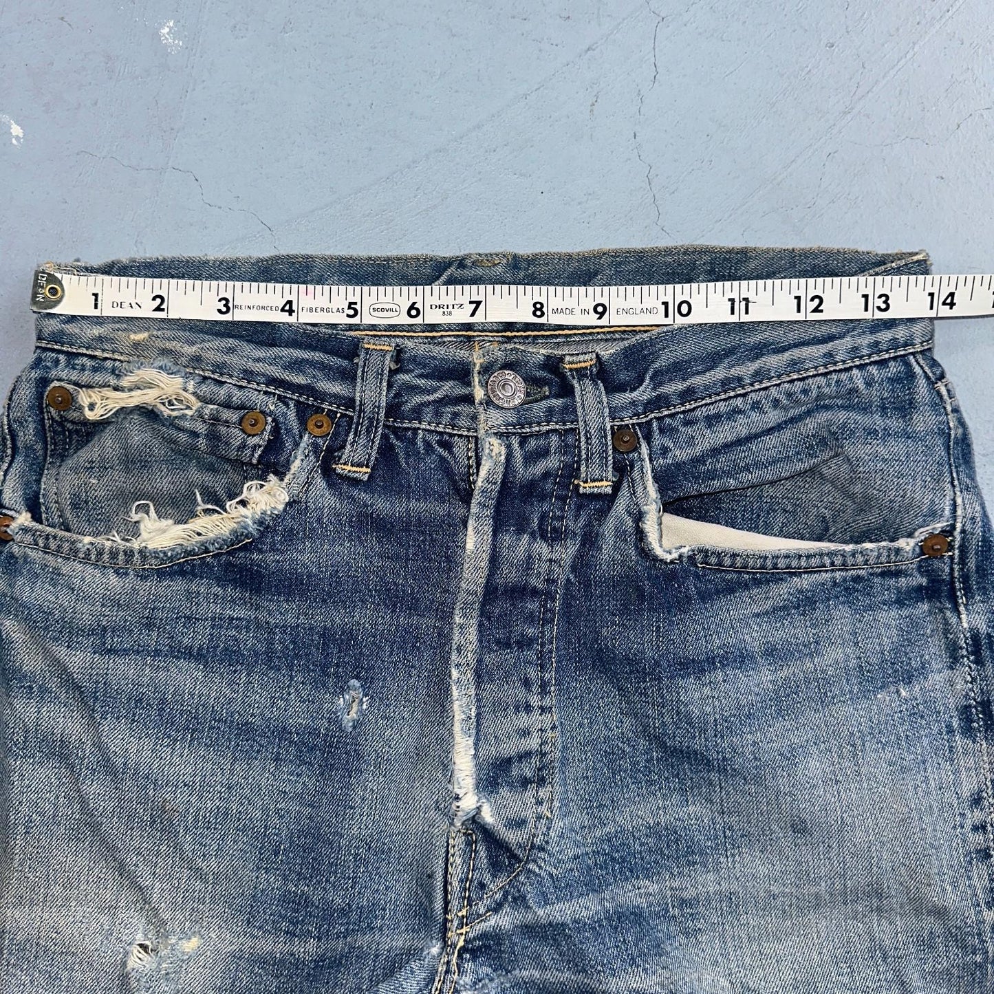 Levis 501 XX Big E Vintage 40s Redline Selvedge USA XX 1940s 50s Jeans 27x27