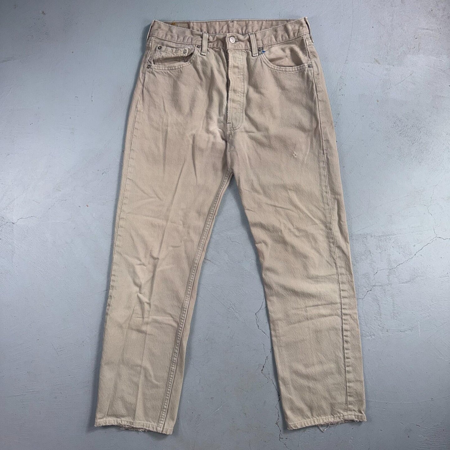 Levis 501 Vintage 90s USA XX Straight Leg Jeans Beige Light Wash 34x32 Act 31x29