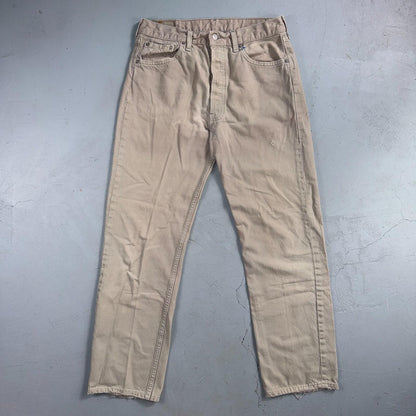 Levis 501 Vintage 90s USA XX Straight Leg Jeans Beige Light Wash 34x32 Act 31x29