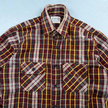 Vintage Five Brother Heavyweight Plaid Button Up Flannel Shirt Men M USA 1970s