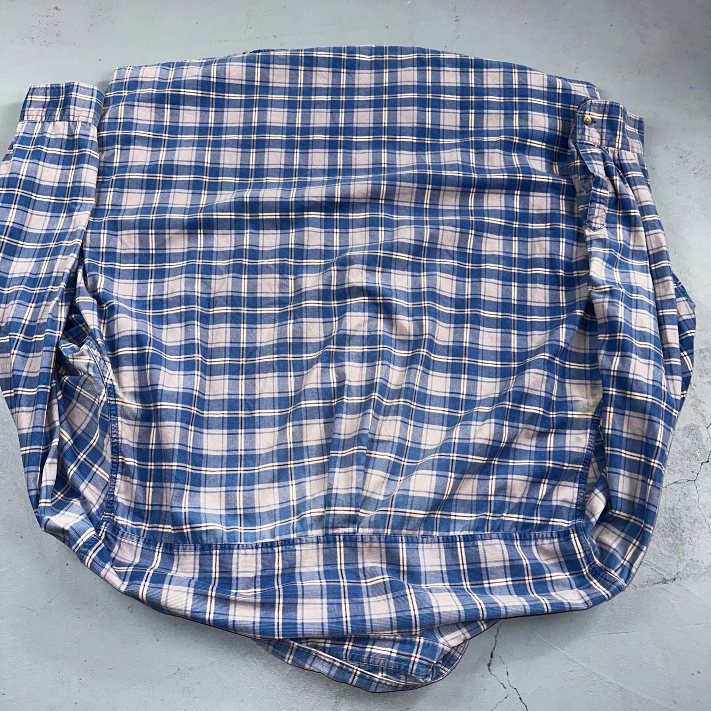 LL Bean Shirt Mens 2XL Blue Plaid Corduroy Button Down Traditional Fit VTG