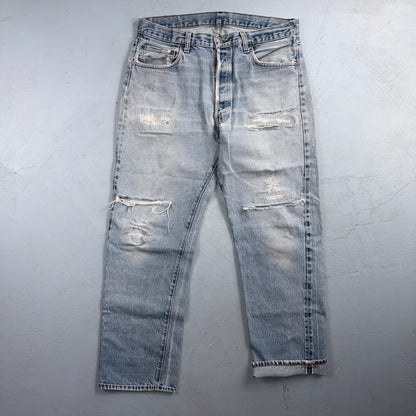 Levis 501 Vintage 80s Redline Selvedge USA XX Jeans Light Wash 36X30 Act 33X28