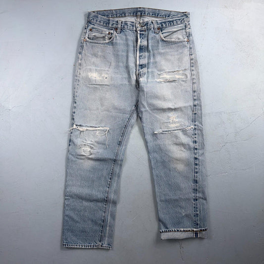 Levis 501 Vintage 80s Redline Selvedge USA XX Jeans Light Wash 36X30 Act 33X28