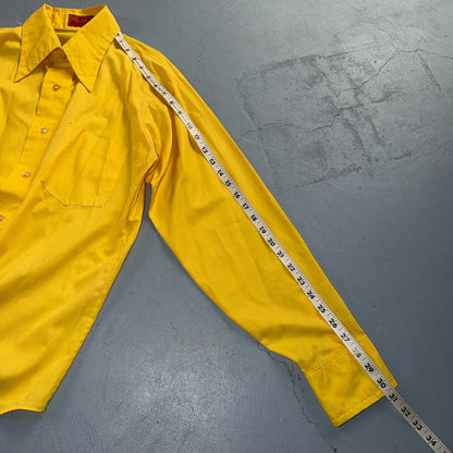 417 by Van Heusen Men's Yellow Tartan Solid Long Sleeve Button-Down Shirt VTG