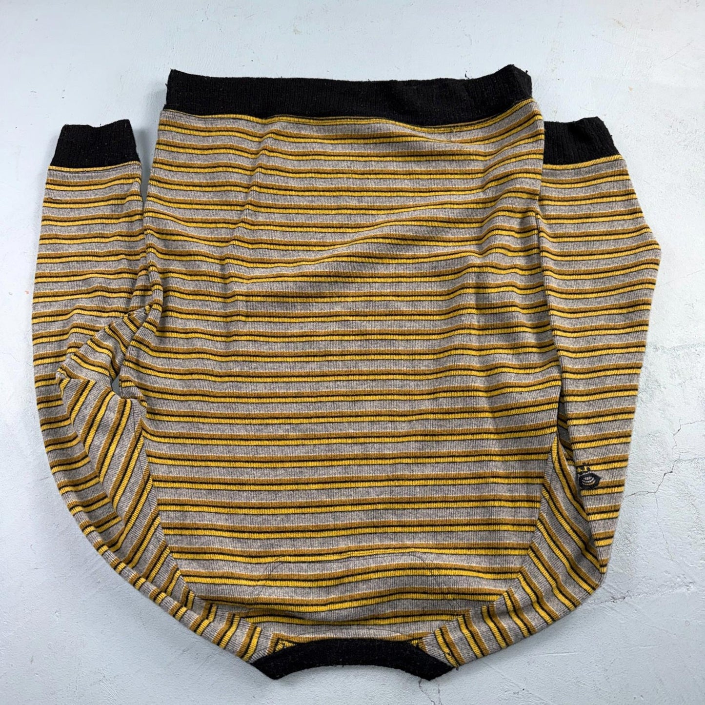 Mountain HardWear Sweater Mens Gray Yellow Striped Crewneck Wool Outdoor