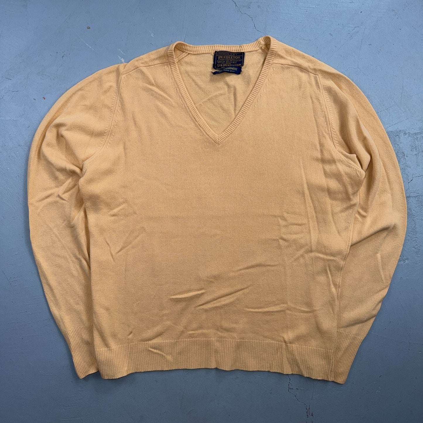 Pendleton 1960s VTG Sir Men's Tan 100% Cashmere V-Neck Sweater Beige 50s 60s