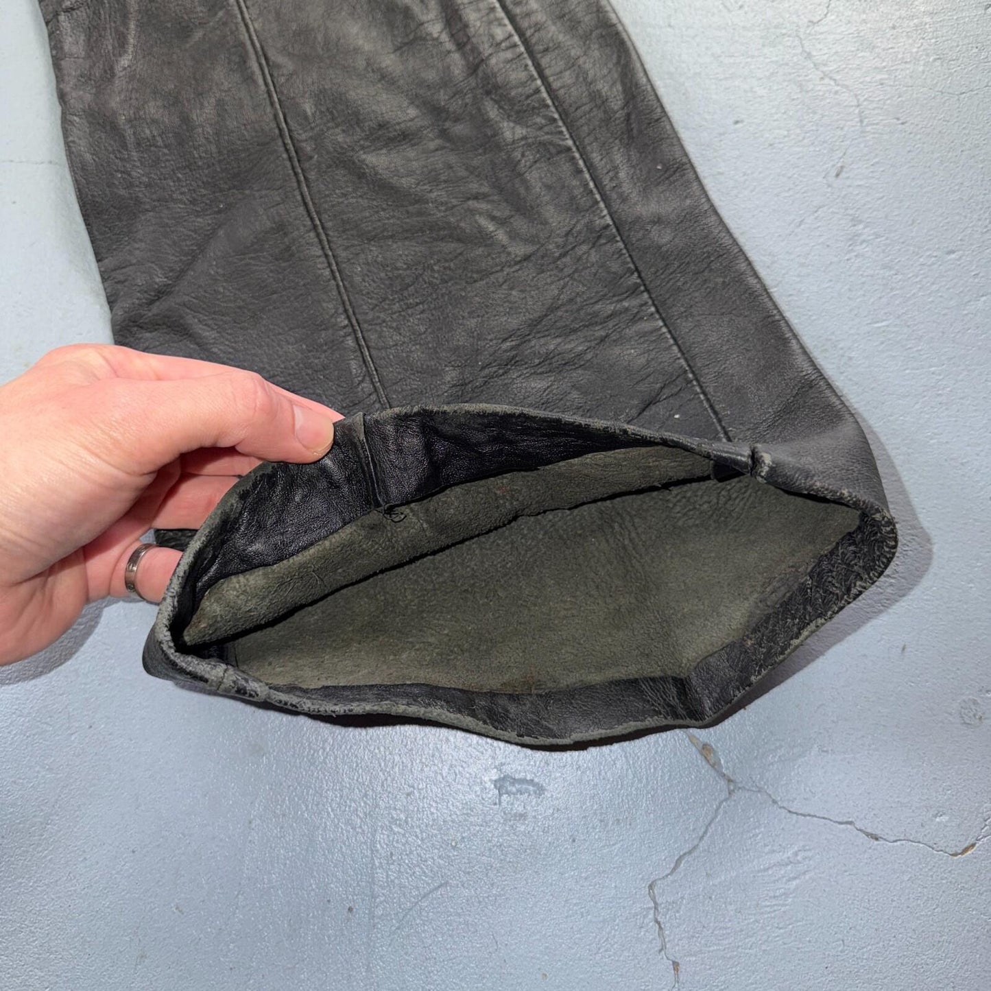 VTG 1950s 1960s Black Leather Motorcycle Pants 31x31 Rockabilly 50s 60s Buco Sty