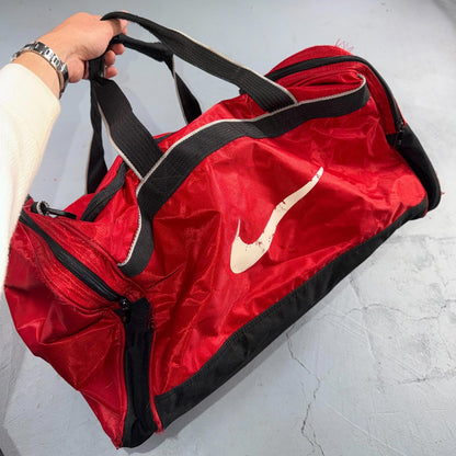 Vintage 1990s NIKE Team Tag Red Large Duffel Bag 90s Gym Classic Travel