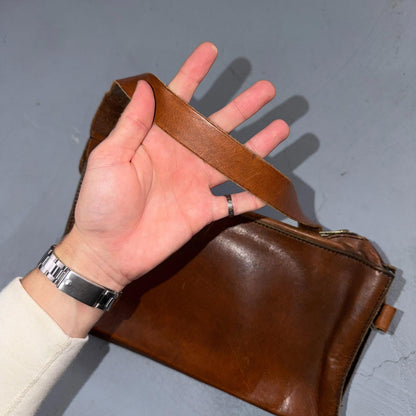 VTG Leather Bag Clutch Western Hand Tooled Leather Purse Saddle Brown Wallet
