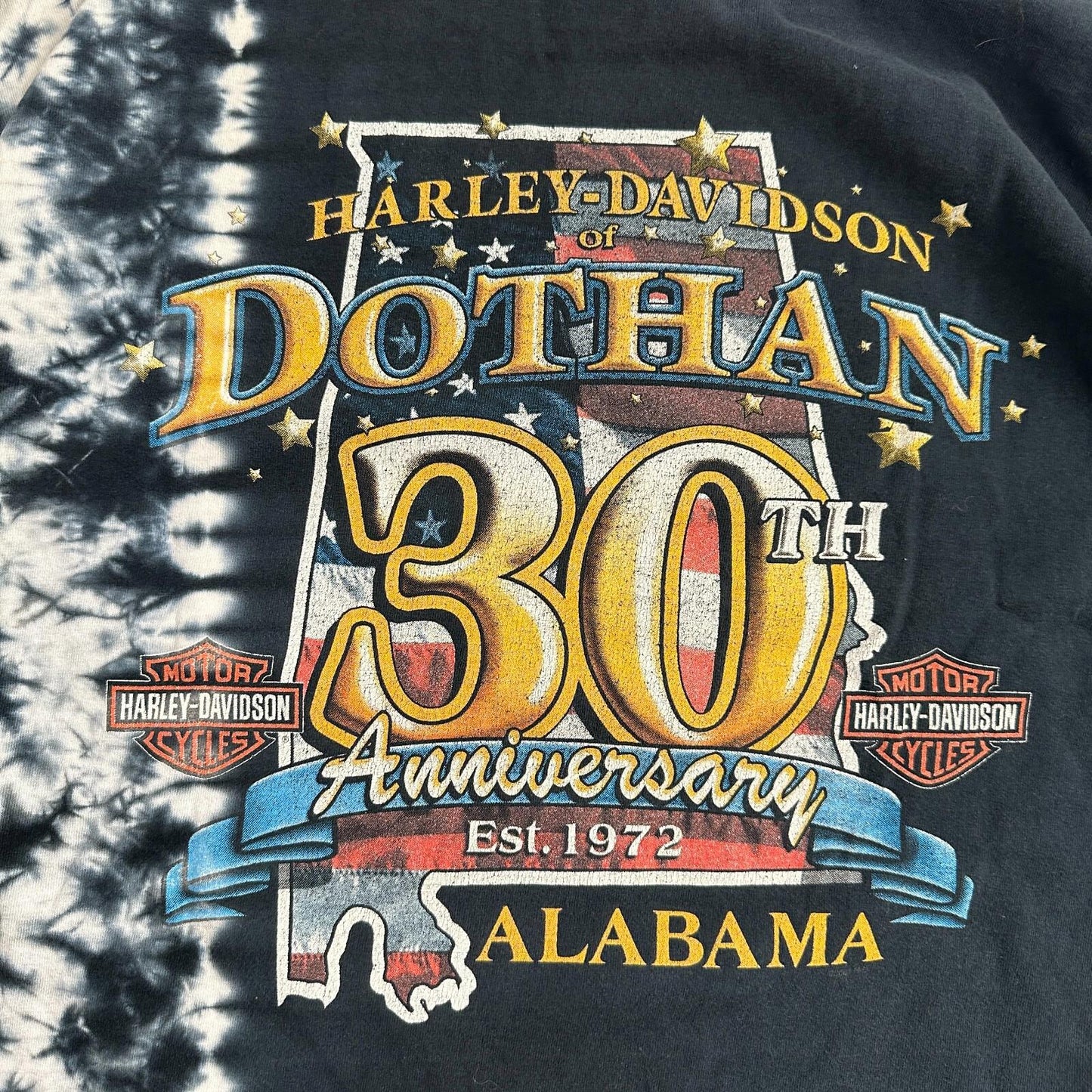 Harley Davidson Dothan Alabama  VTG T Shirt Motorcycle Bike Graphic USA Tye Dye