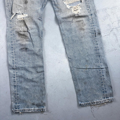 Levis 501 Vintage 90s USA XX Straight Leg Jeans Blue Thrashed 34x34 Act 33x32