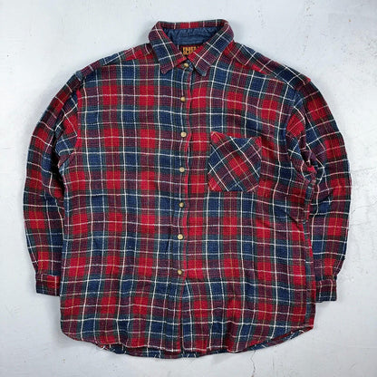 VTG 90s Faded Glory Womens Size L Plaid Long Sleeve Button Up Collar Shirt 1990s