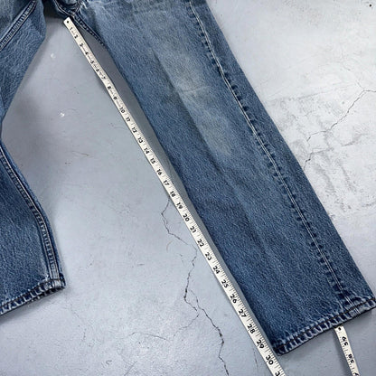 Levis 501 Vintage 90s USA XX Straight Leg Jeans Blue Light Wash 35x34 Act 31x30