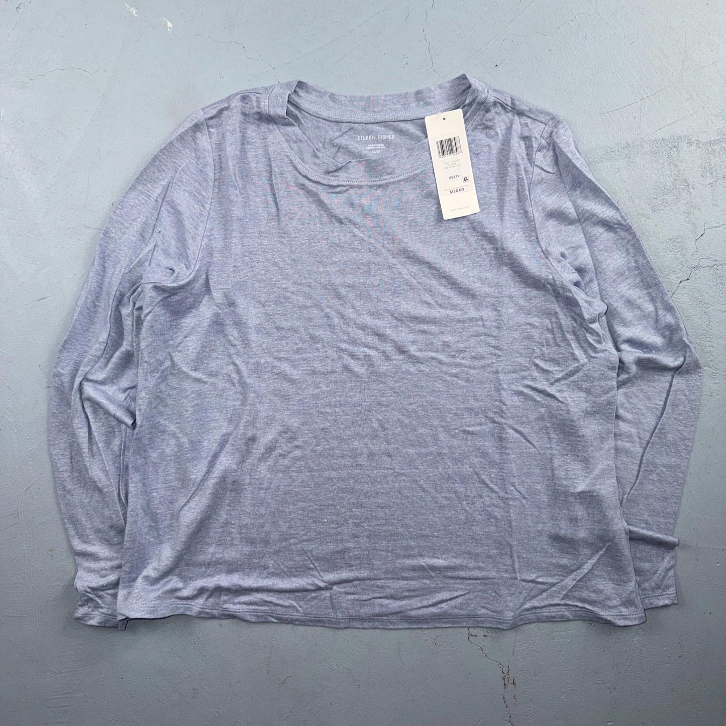 Eileen Fisher NWT $128 Top Size XS Organic Linen Blend Pale Purple Lightweight