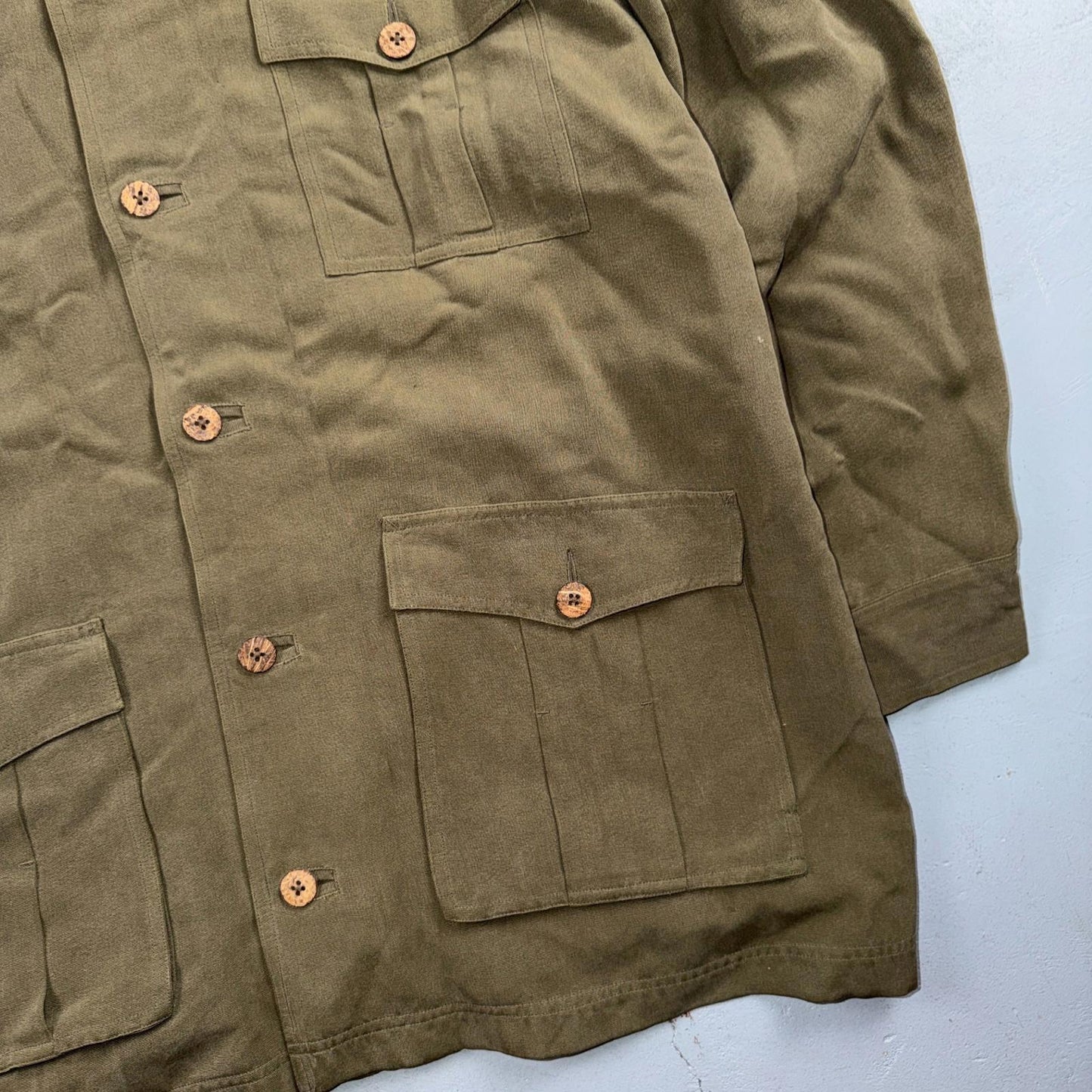 Tommy Bahama VTG 100% Silk Rayon Woven Sport Shirt Jacket XL Green Very Rare 90s