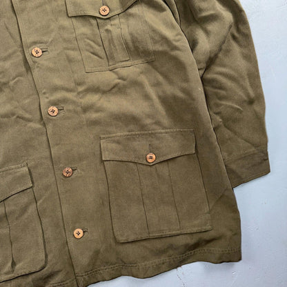 Tommy Bahama VTG 100% Silk Rayon Woven Sport Shirt Jacket XL Green Very Rare 90s