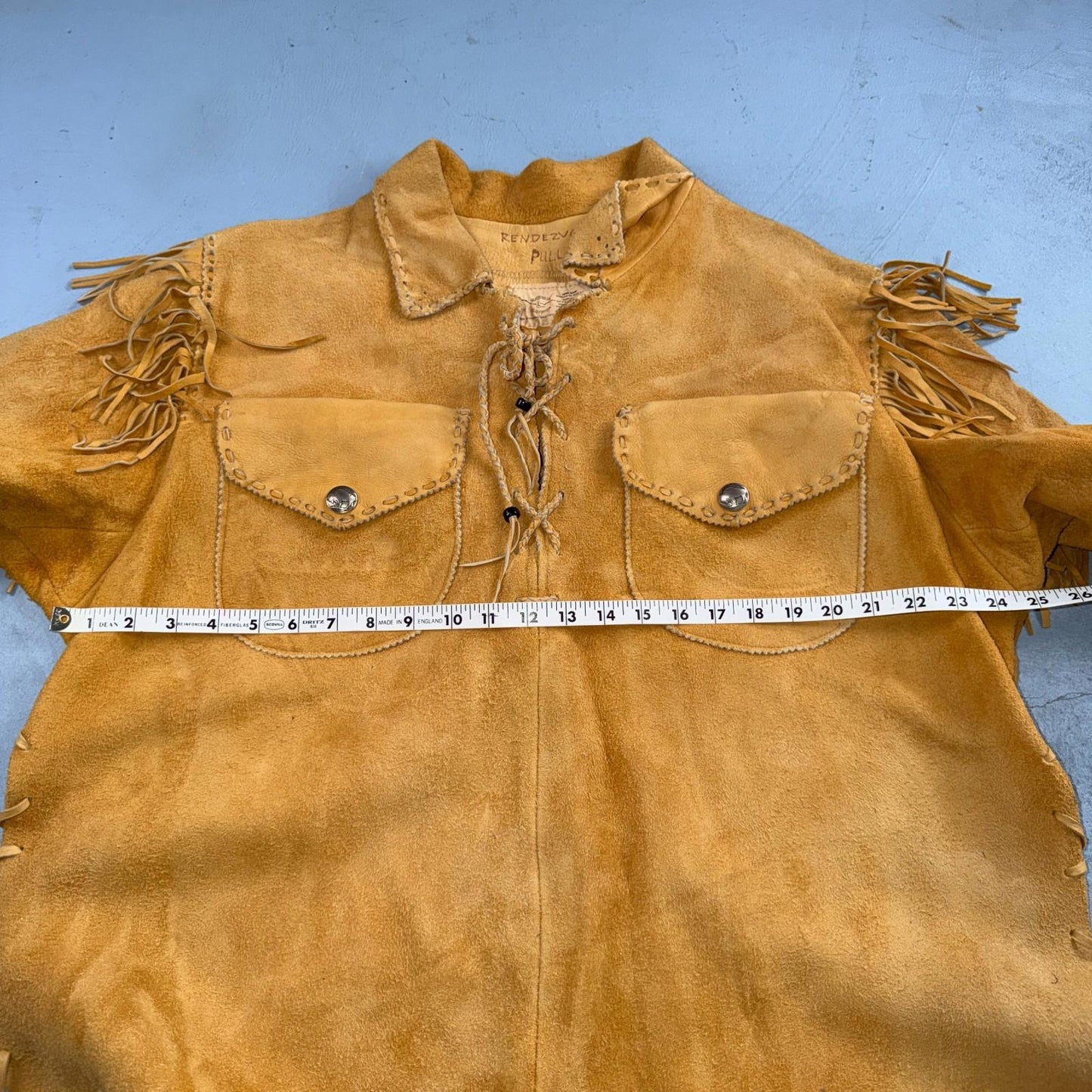 VTG Buckskin Montana Jacket Leather Fringe Western Leather Cowboy Suede 70s