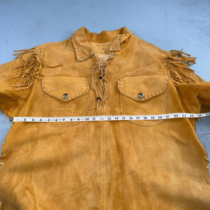 VTG Buckskin Montana Jacket Leather Fringe Western Leather Cowboy Suede 70s