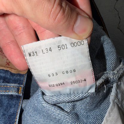 Levis 501 Vintage 90s USA XX Straight Leg Jeans Blue Altered 31x34 Act 30x29