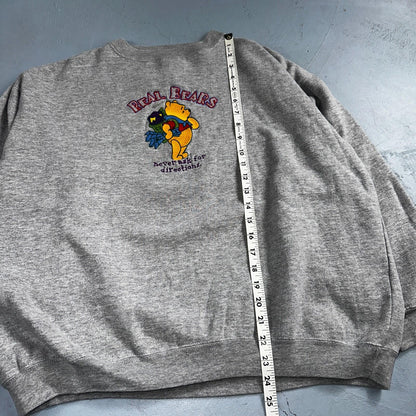 Pooh VTG Real Bears Never Ask Crew Neck Sweatshirt XL Embroidered Grey 90s