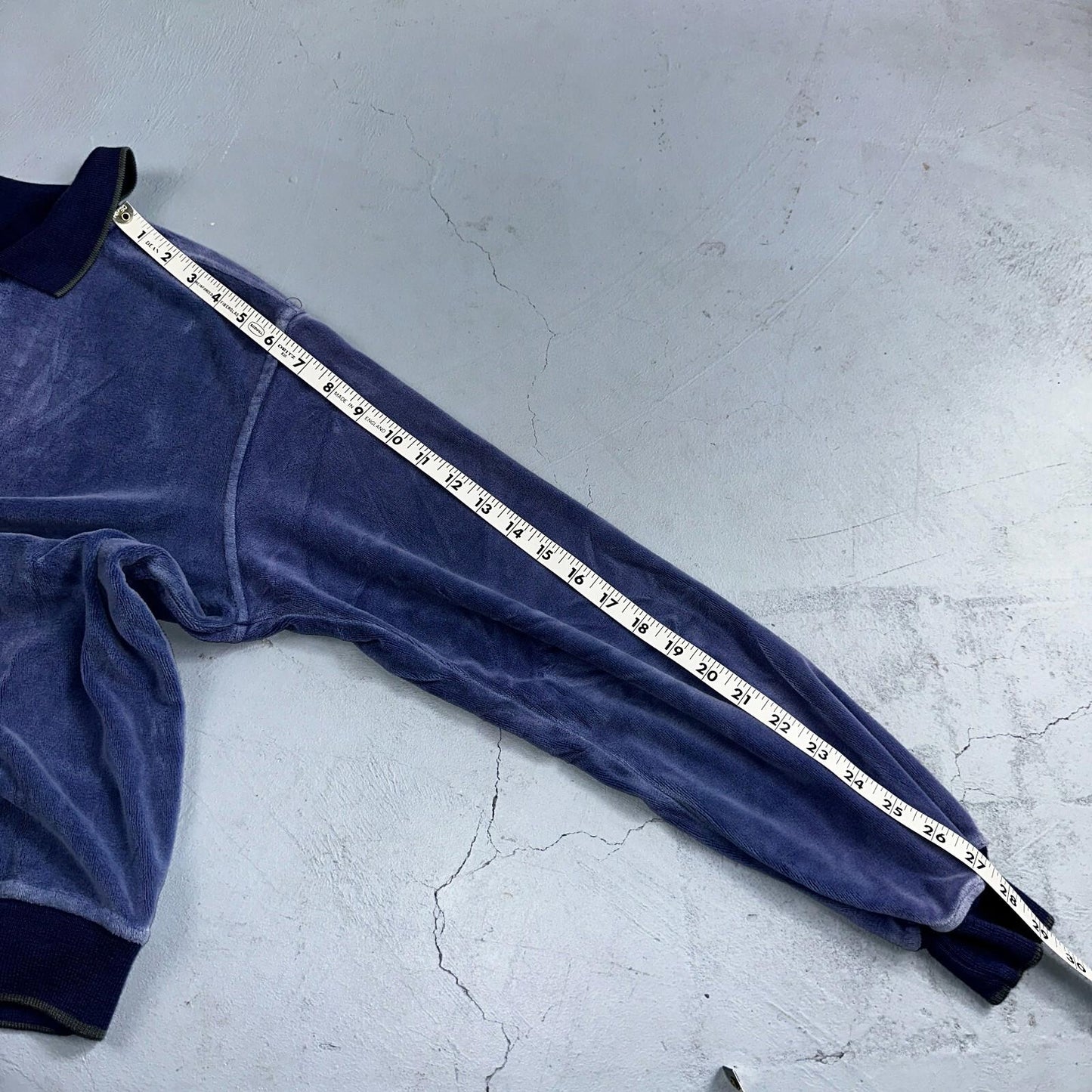 Velour Polo Shirt Hartog Marines Mens VTG 70s L USA Blue 1970s Rockabilly Worn
