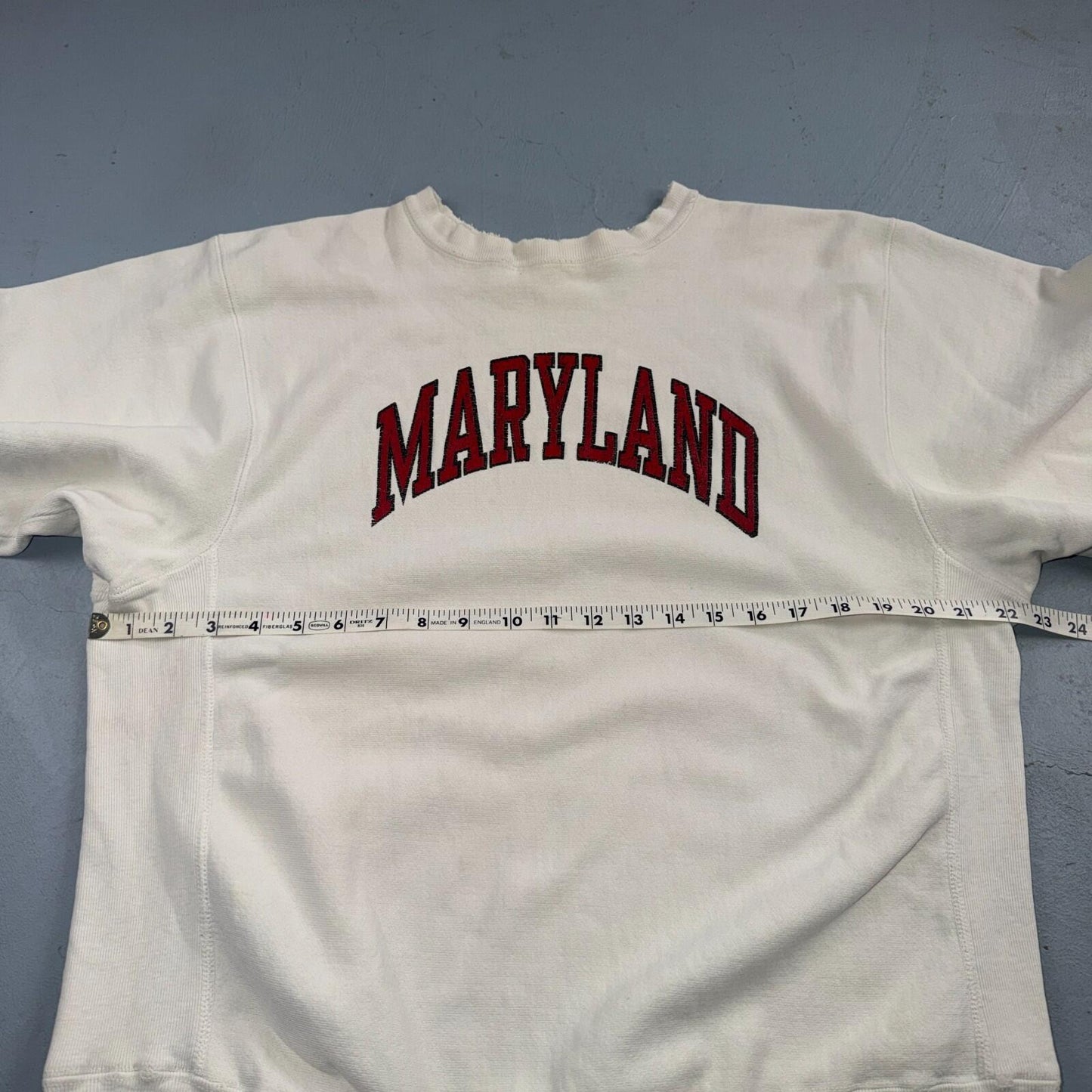 VTG 80s Champion Reverse Weave Crewneck Sweatshirt White USA Maryland College