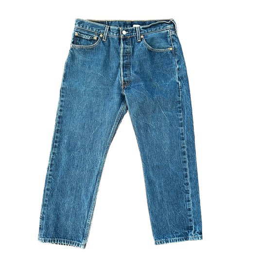 VTG Levis 501 XX Button Fly 90s Y2K Jeans Denim Straight Capri 34x30 Act 31x25