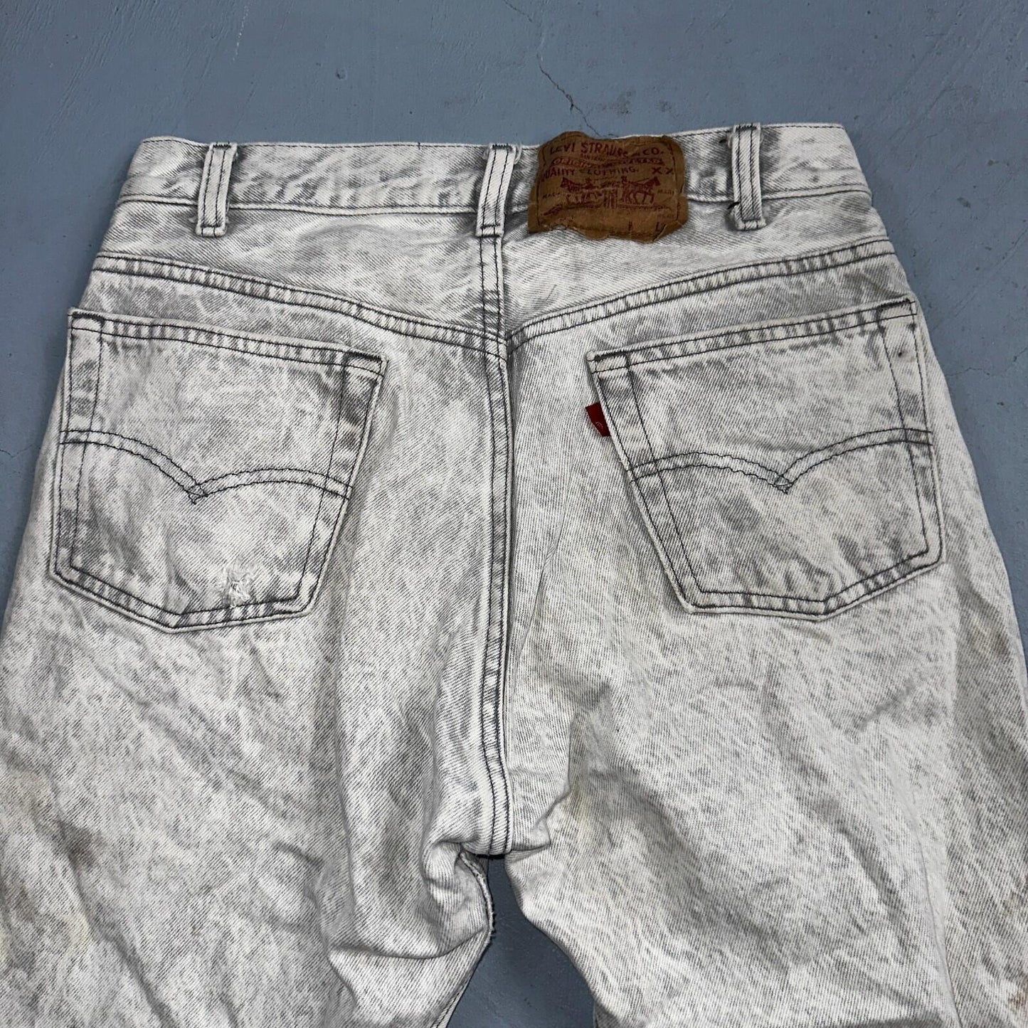 Levis 501 Vintage 80s USA XX Straight Leg Jeans Gray Acid Wash 29x36 Act 28x34