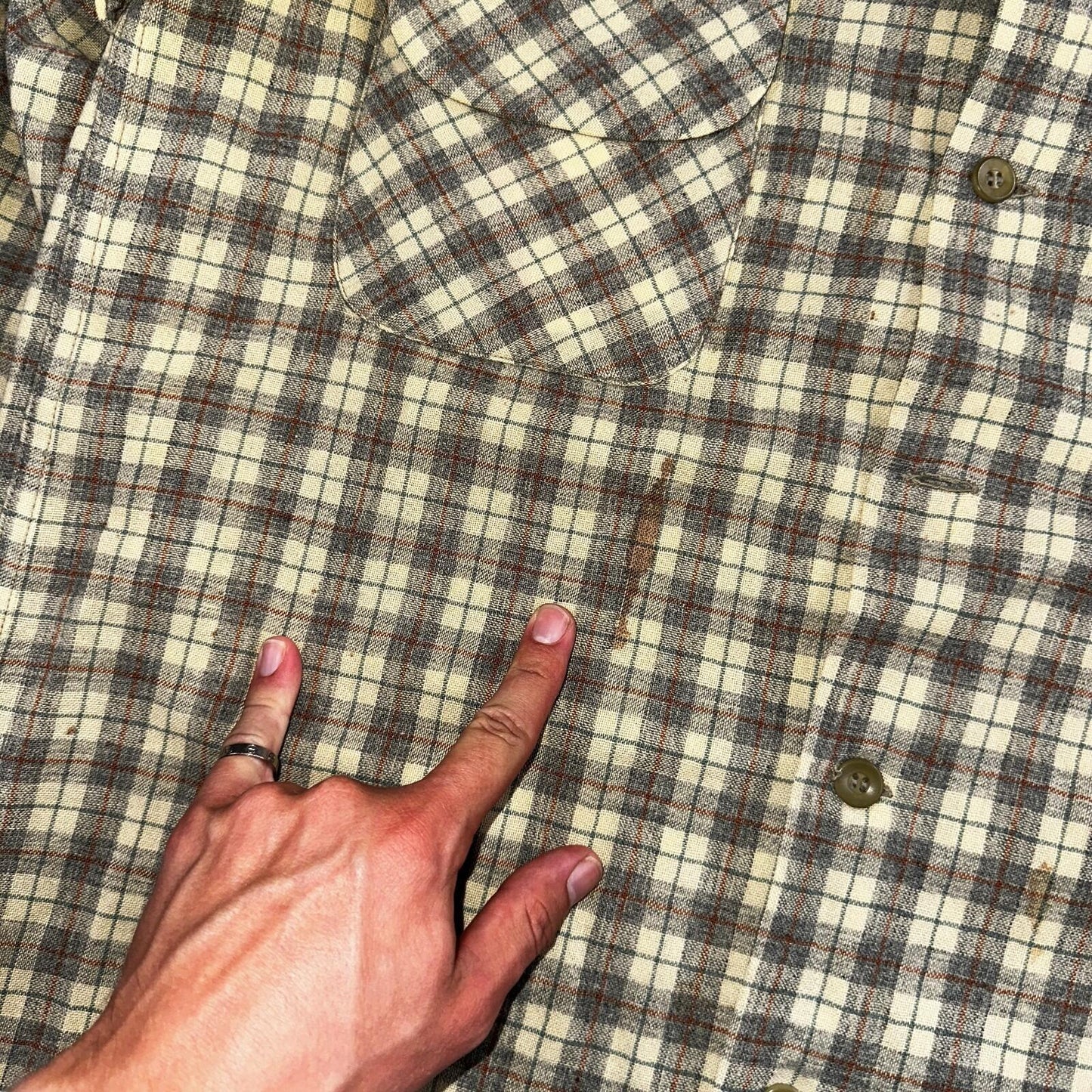 Pendleton VTG Board Shirt Plaid 100% Wool Button Down Size M Plaid 1960s Camp