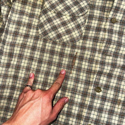 Pendleton VTG Board Shirt Plaid 100% Wool Button Down Size M Plaid 1960s Camp