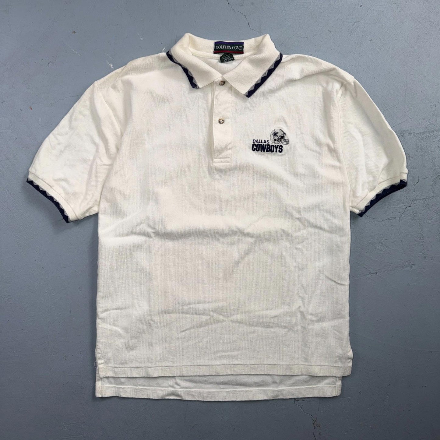 Vintage Dallas Cowboys Shirt Mens M White NFL Football Dolphin Cove Polo 90s