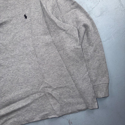 Polo Ralph Lauren Sweater VTG 2XL Gray Cotton Long Sleeve Mock Neck Quarter Zip