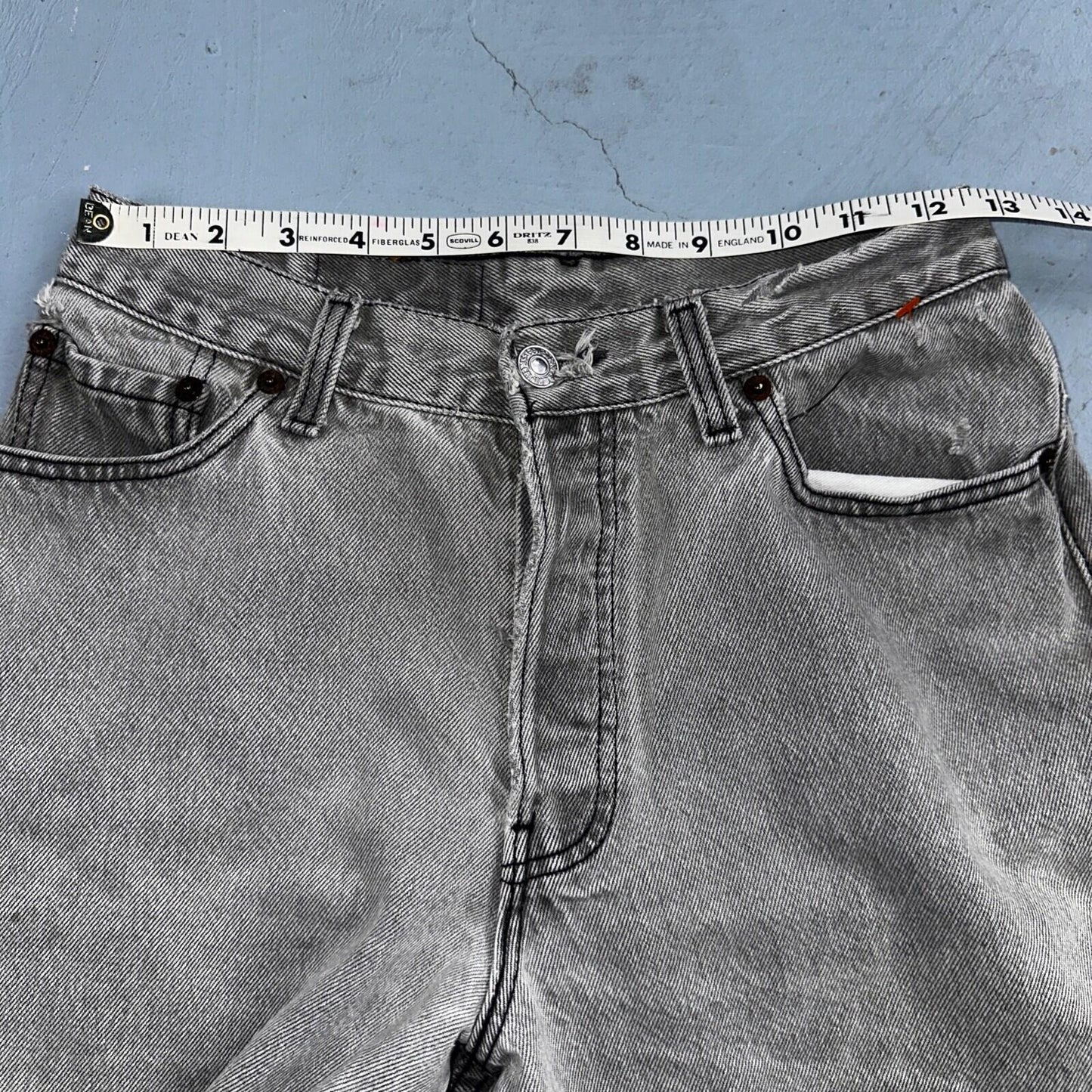 Levis 501 Vintage 90s USA XX Straight Leg Jeans Black Faded Grey Wash Act 25x30